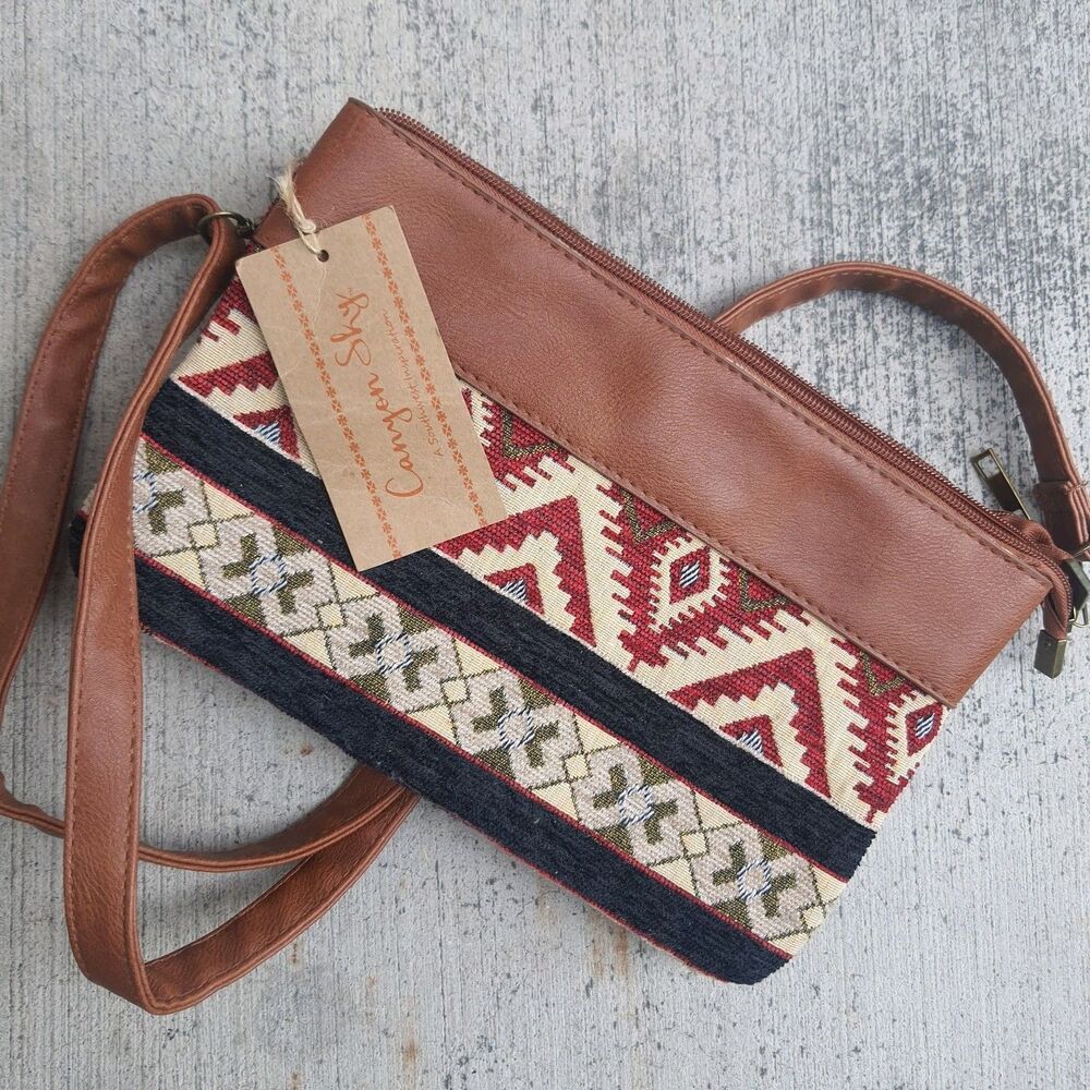 Canyon Sky Southwest Tapestry Purse 10x6" Aztec Shoulder Bag Pockets NWT